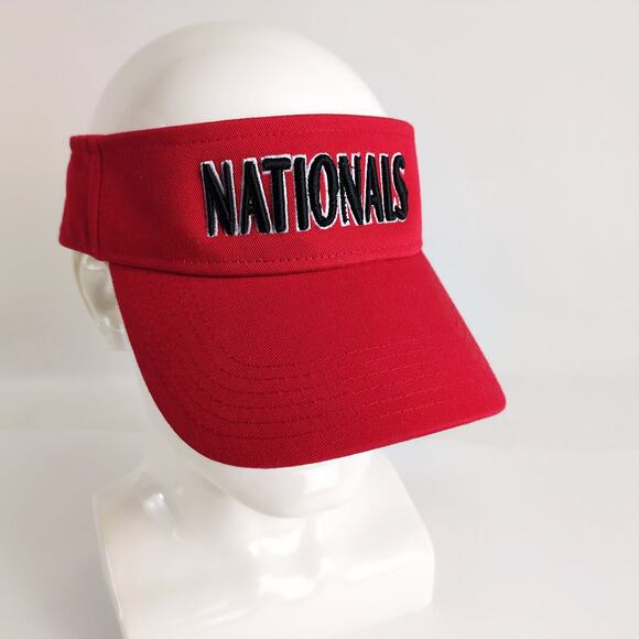 Champion MLB Washington DC Nationals Sun Visor Hat, Red Adjustable Strap - Picture 1 of 7